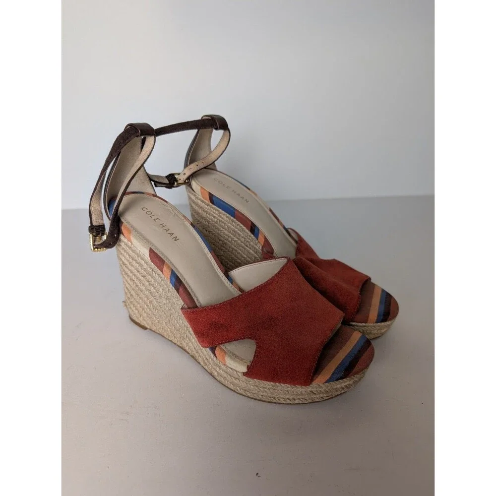 Cole Haan Wedge Heels Giselle Hi Espadrille Multi-Color Sandal Women's 7B